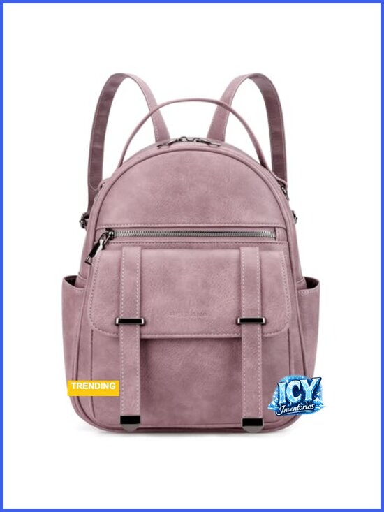 Vegan Leather Mini Backpack Purse for Women, Lightweight Travel Daypack with